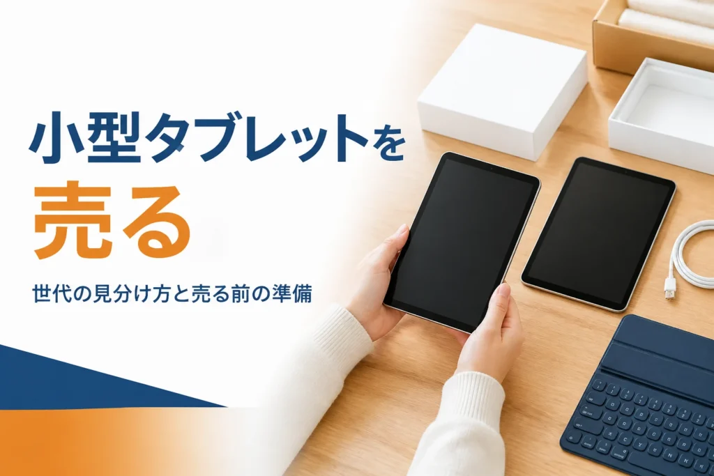 小型タブレット2台と元箱を確かめる手元