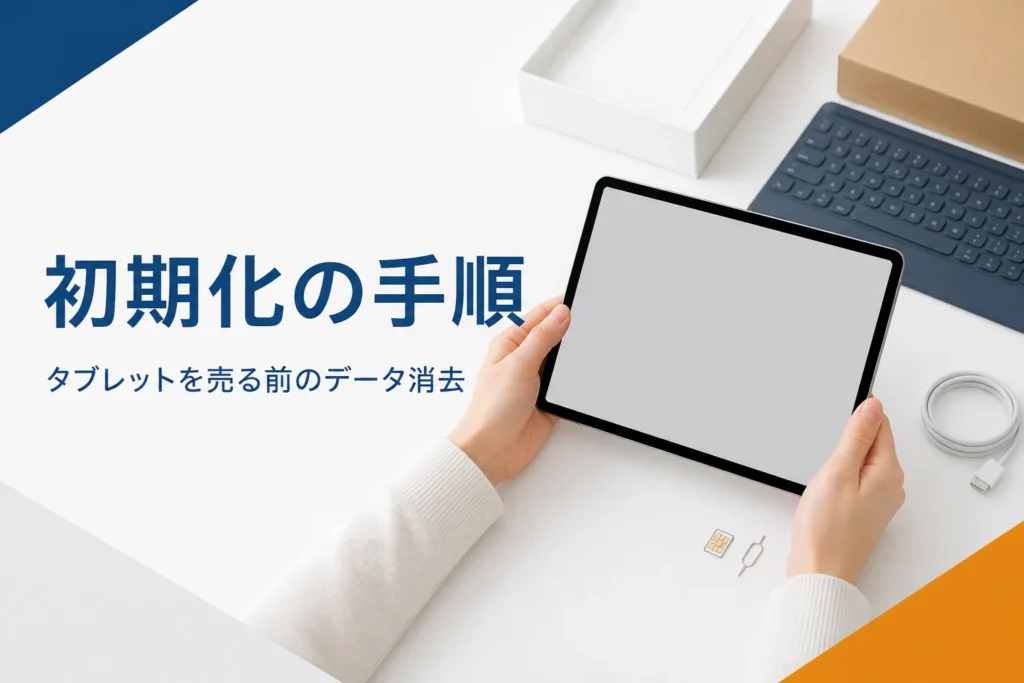 初期化を済ませたタブレットとSIMピン