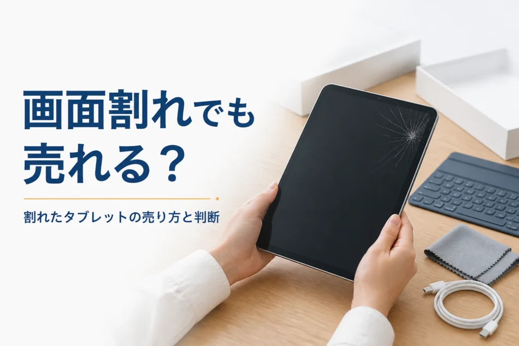 画面の角にヒビが入ったタブレット