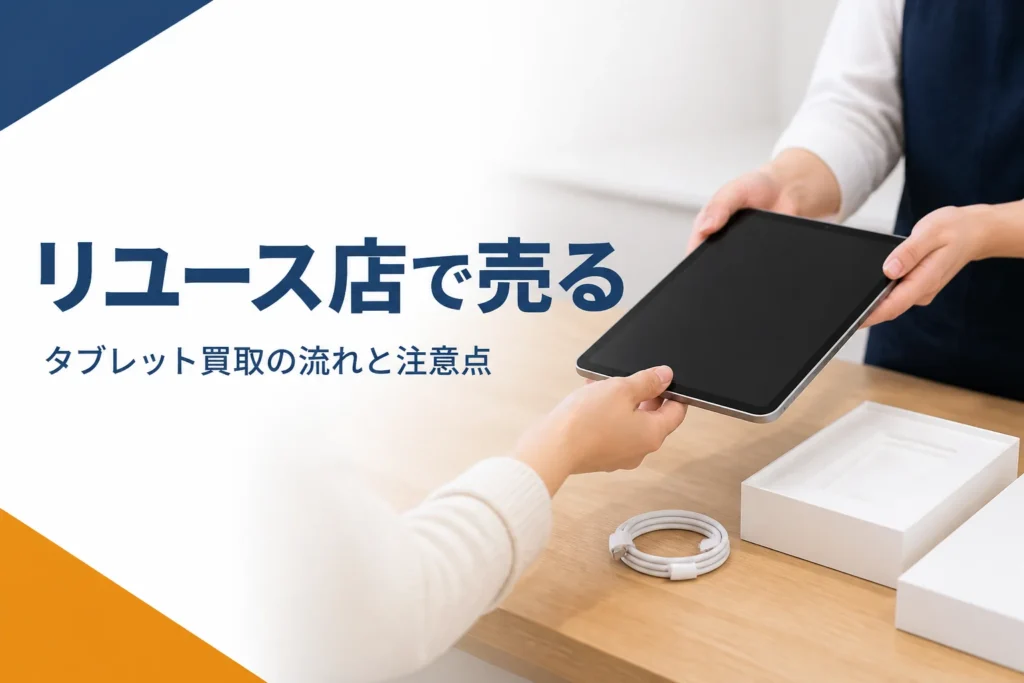 買取カウンターに差し出すタブレットと元箱
