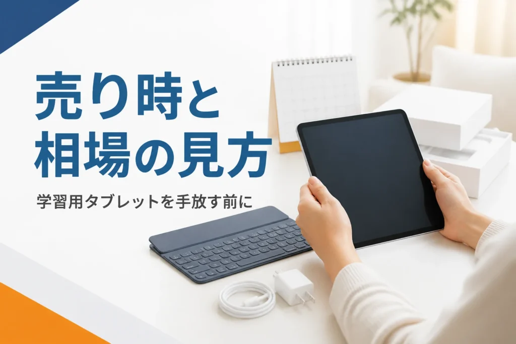 カレンダーの横でタブレットと元箱を確かめる手元