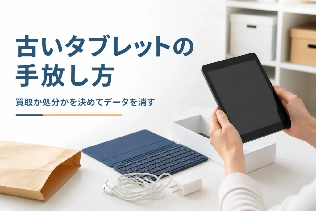 押し入れから出てきた古い小型タブレットと充電ケーブル