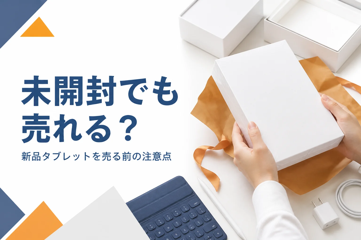 封を切っていないタブレットの箱を持つ手元