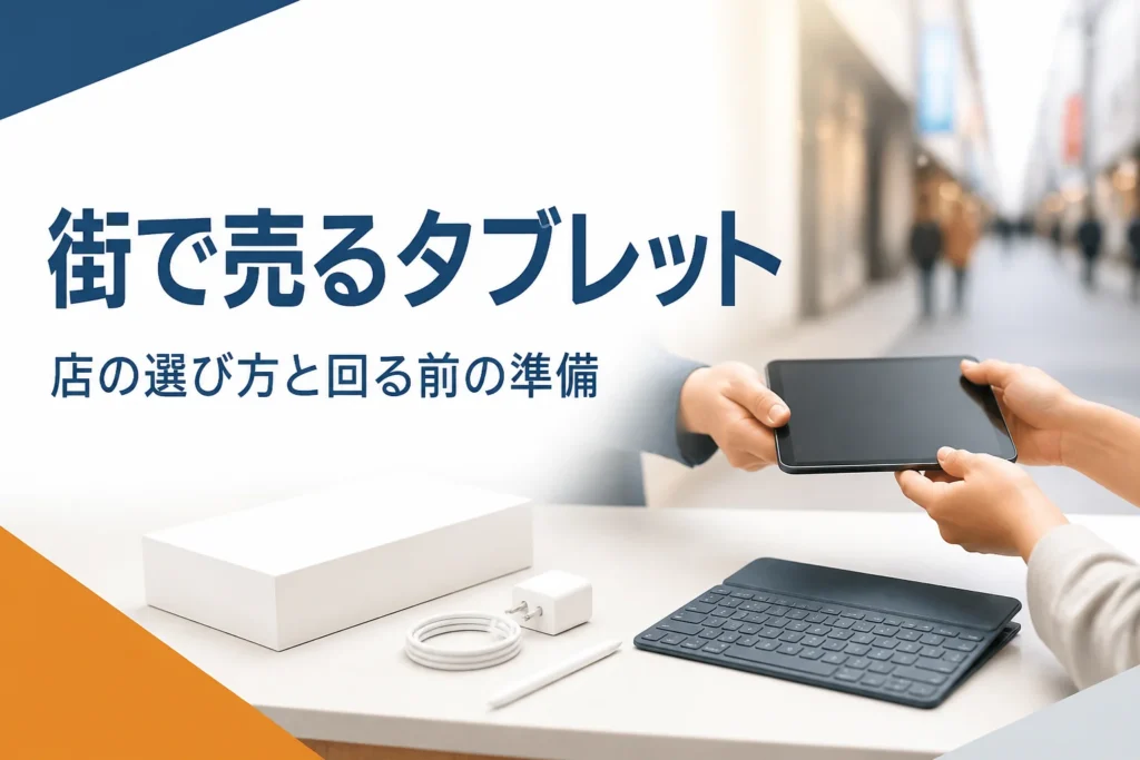 買取店のカウンターに置かれたタブレットと元箱
