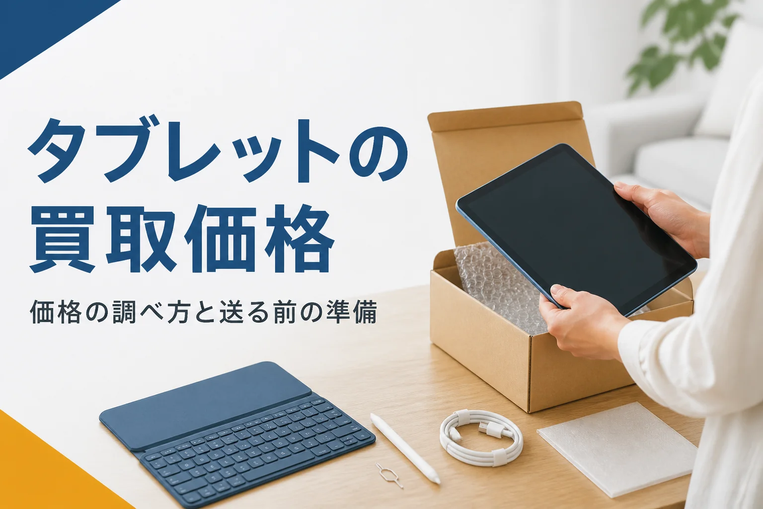 買取に送る前のタブレットと梱包箱