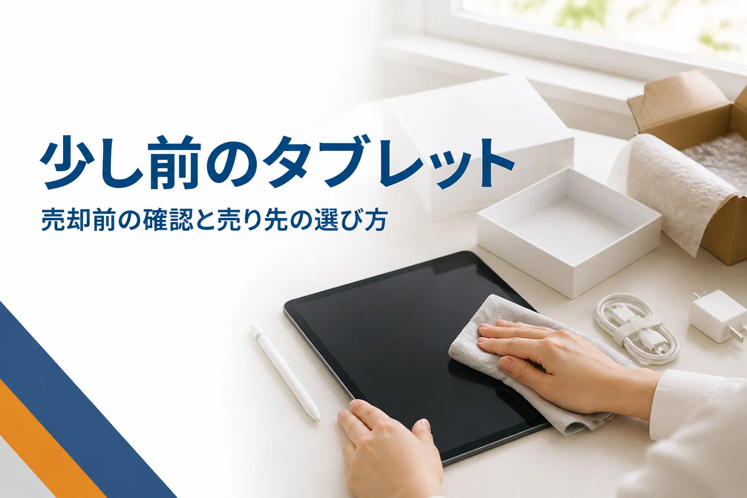 売却前に手入れする少し前のタブレットと付属品