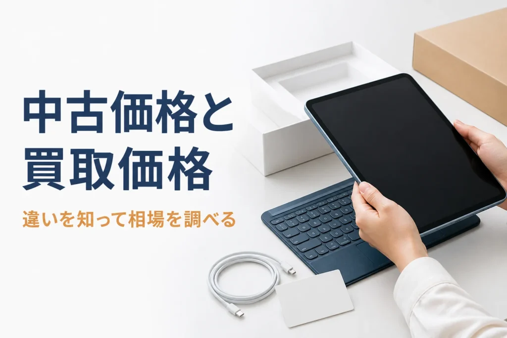 売る前のタブレットと梱包箱・充電ケーブル