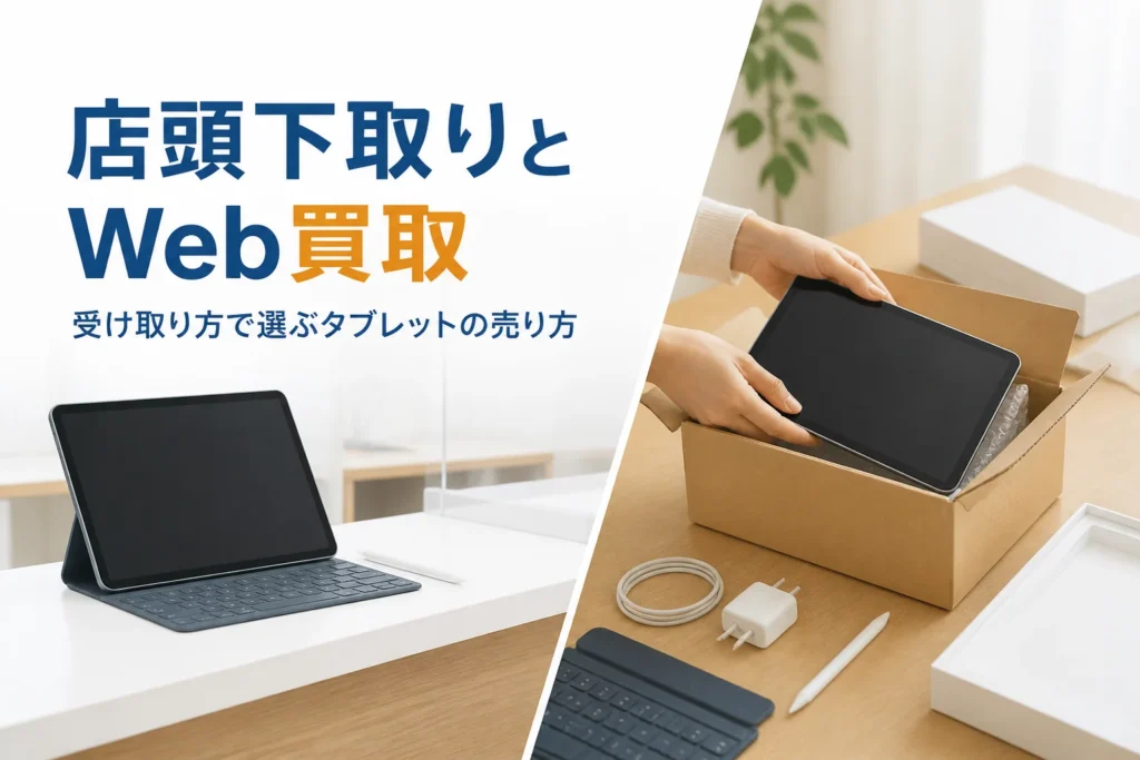 店頭に持ち込むタブレットと段ボールで送るタブレット