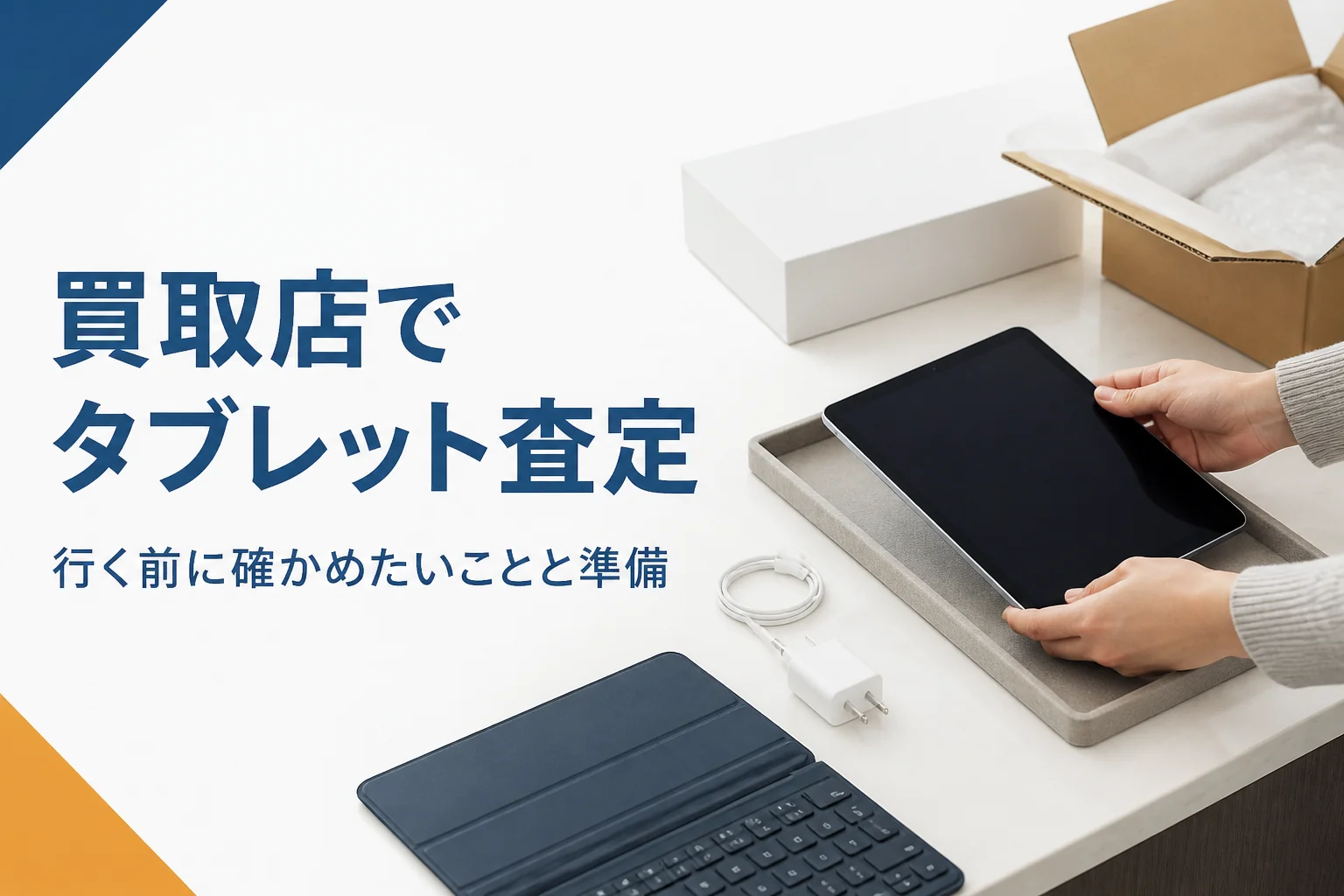 買取店のカウンターで査定に出すタブレット