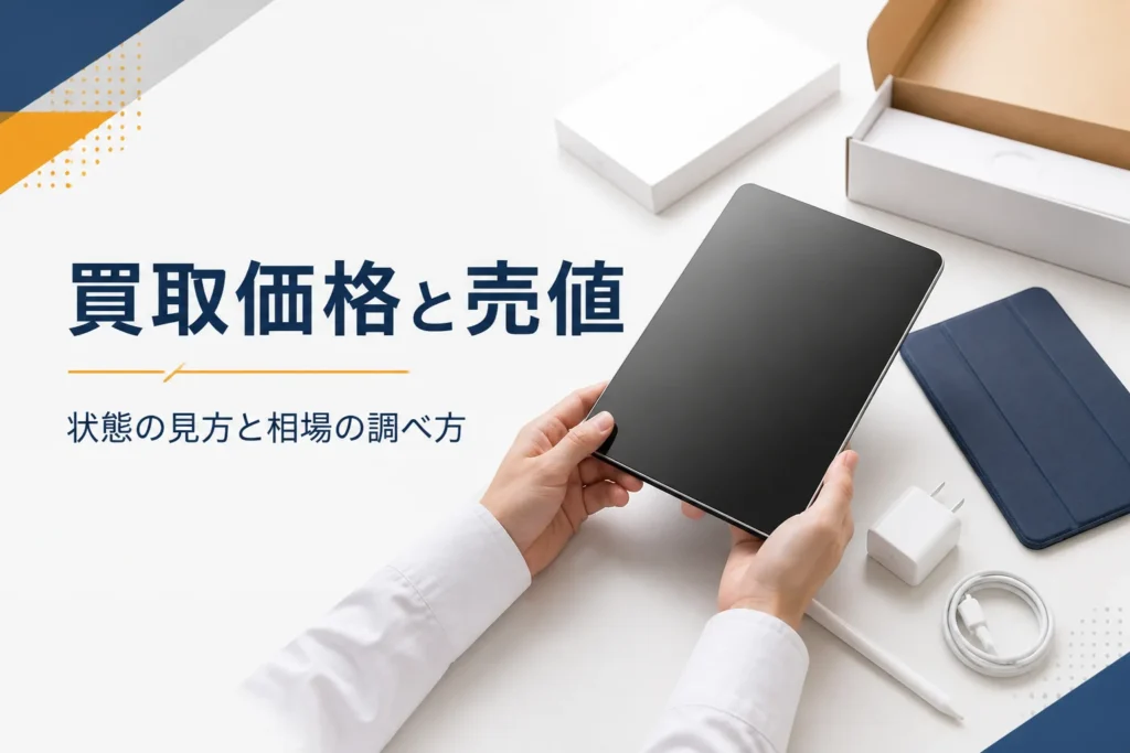 状態を確かめているタブレットと付属品