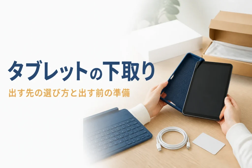 カバーを外して下取りの準備をするタブレット