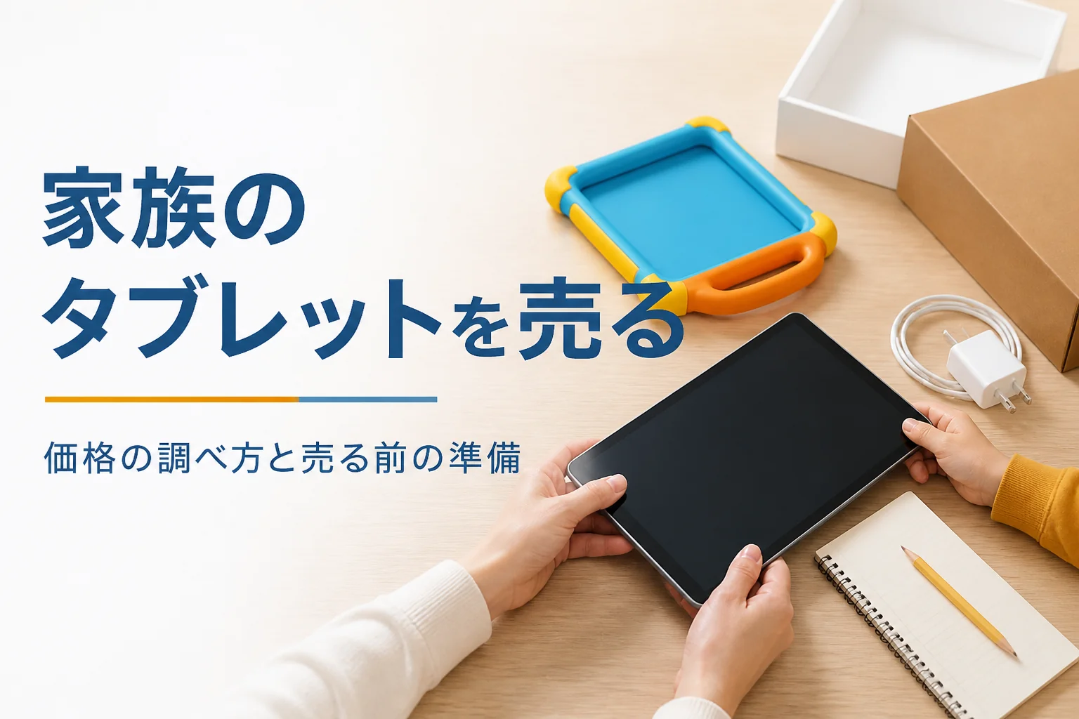 家族で使っていたタブレットと充電器・ケース