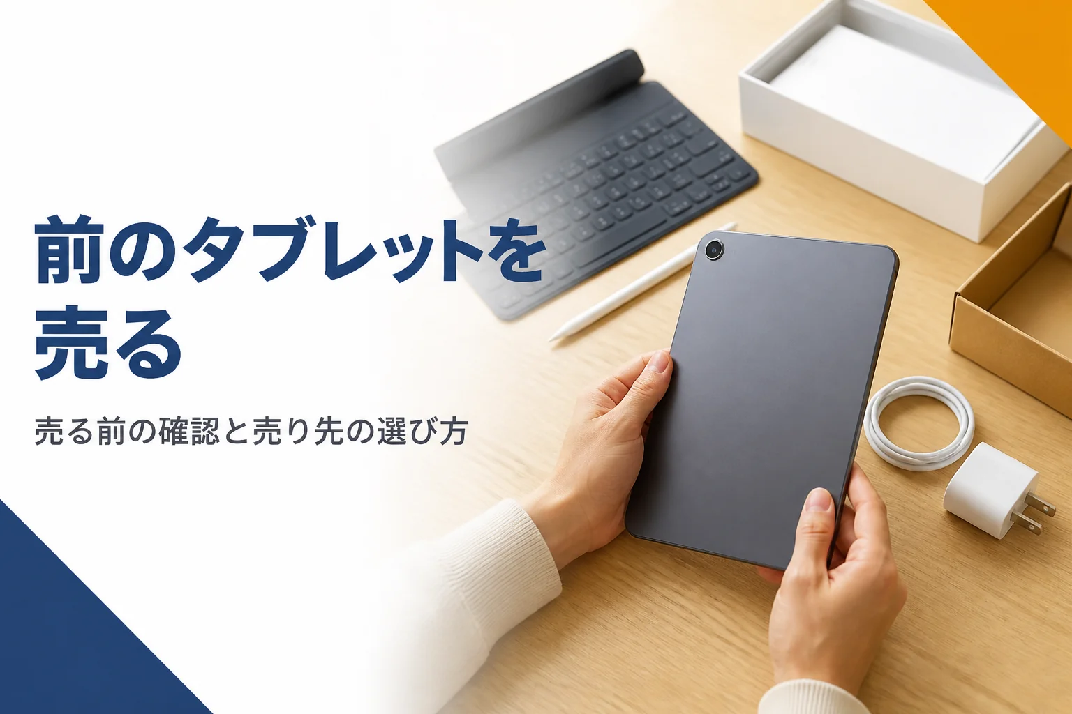 引き出しから出したタブレットとタッチペンを売る前に確かめる手元