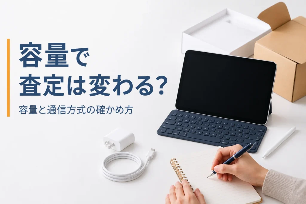 タブレットの容量をメモする手元
