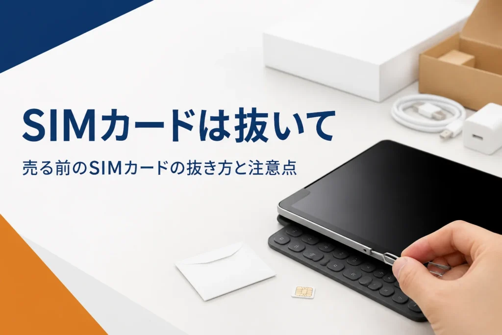 タブレットの側面からSIMトレイを取り出す手元