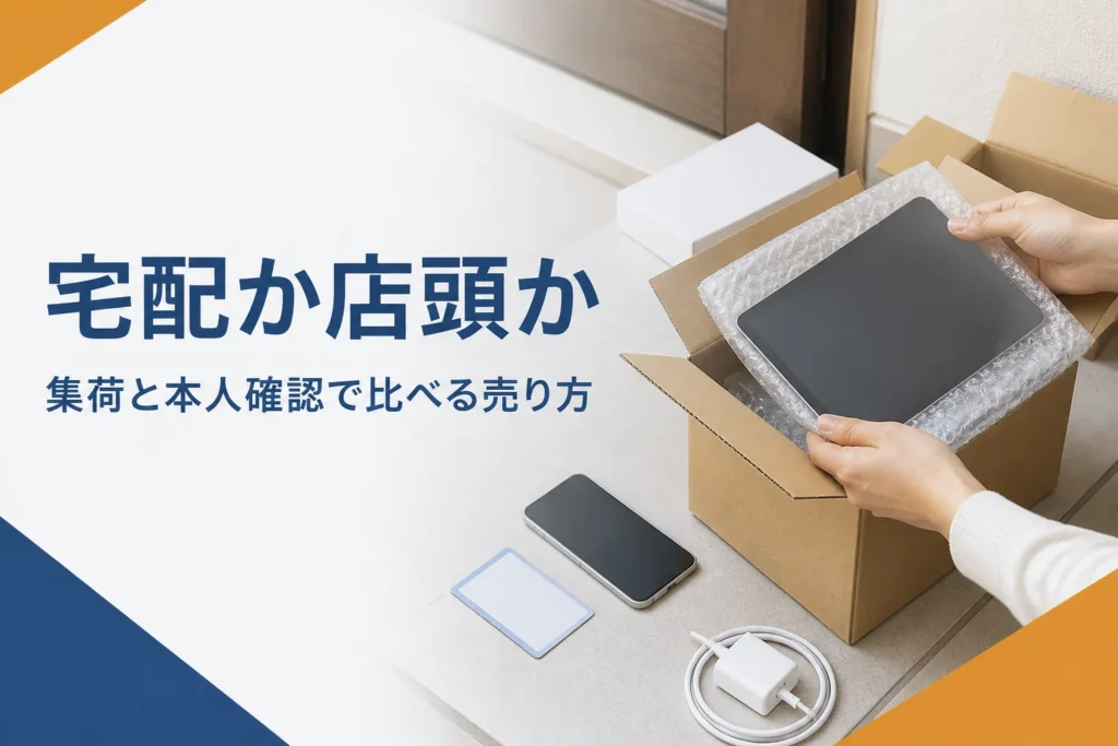 タブレットを段ボール箱に梱包する手元