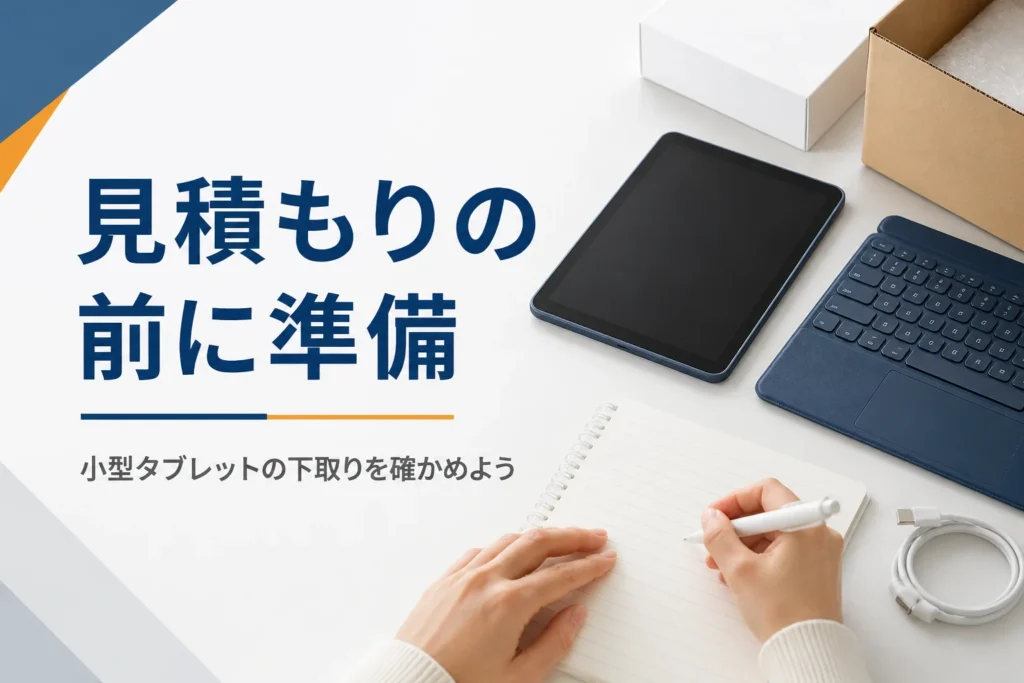 小型タブレットの番号をメモに書き写す手元