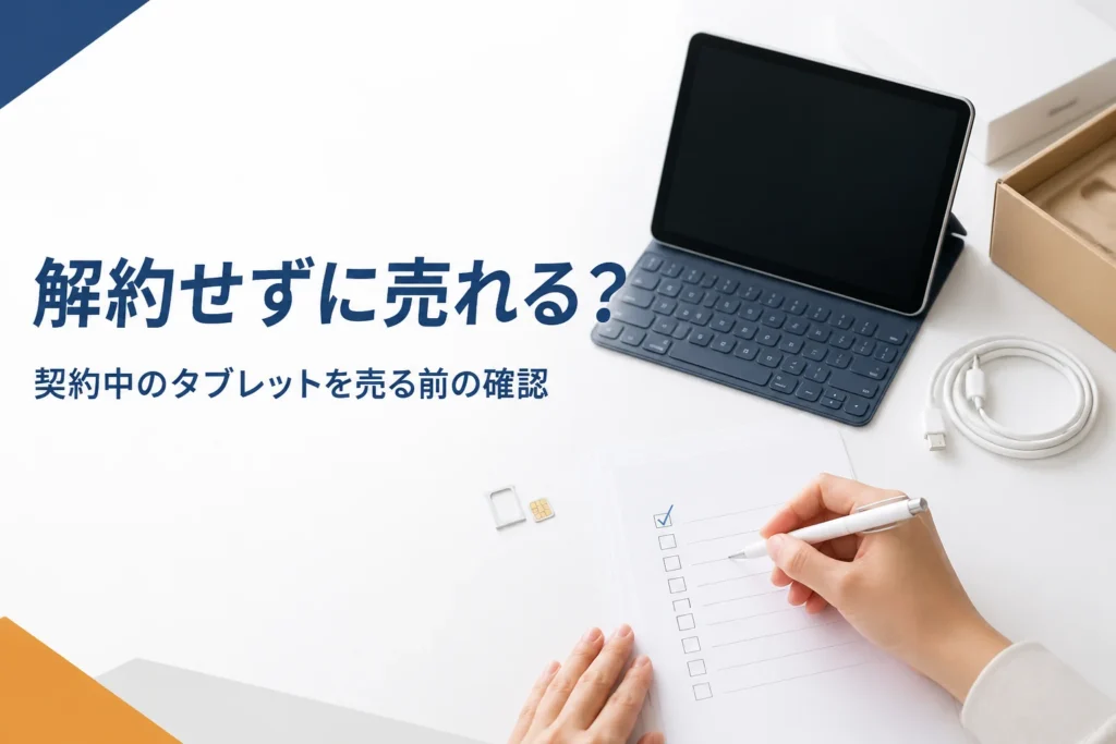 タブレットとSIMカードと書類を確かめる手元