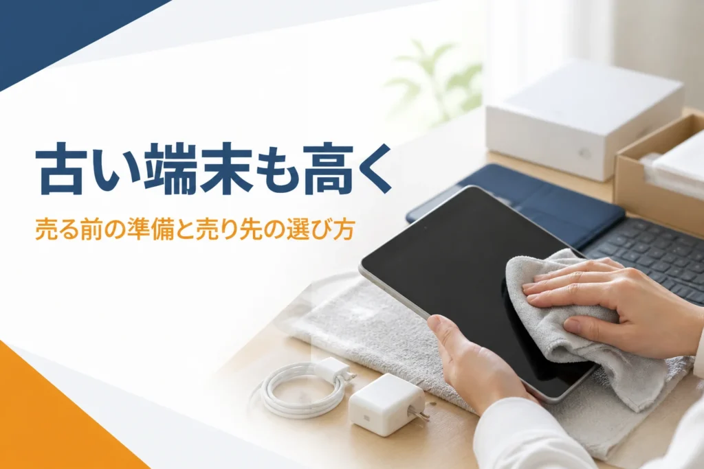 布でタブレットを拭く手元と充電器