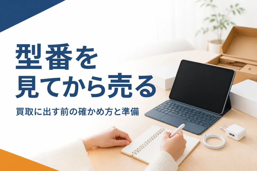 買取に出す前に型番をメモするタブレットと付属品