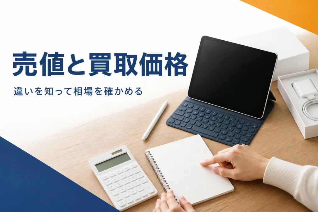 タブレットの買取価格を調べる手元とメモ帳