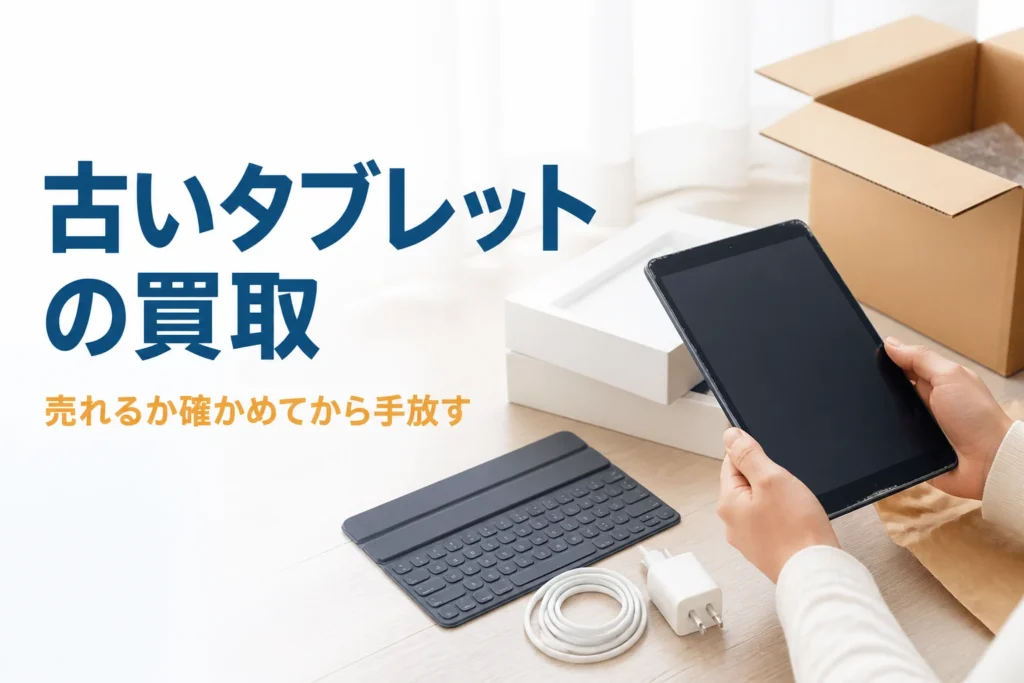 片付けで出てきた古いタブレットを手に取る手元