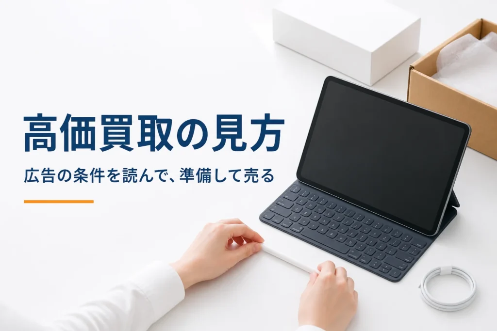 大きめのタブレットとキーボード、タッチペンを並べる手元