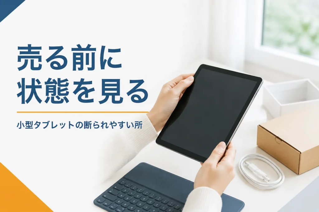 買取に出す前に画面の状態を確かめる小型タブレット