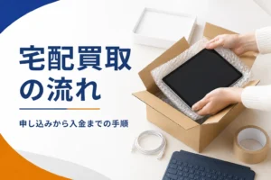 宅配買取に出すためにタブレットを梱包している様子
