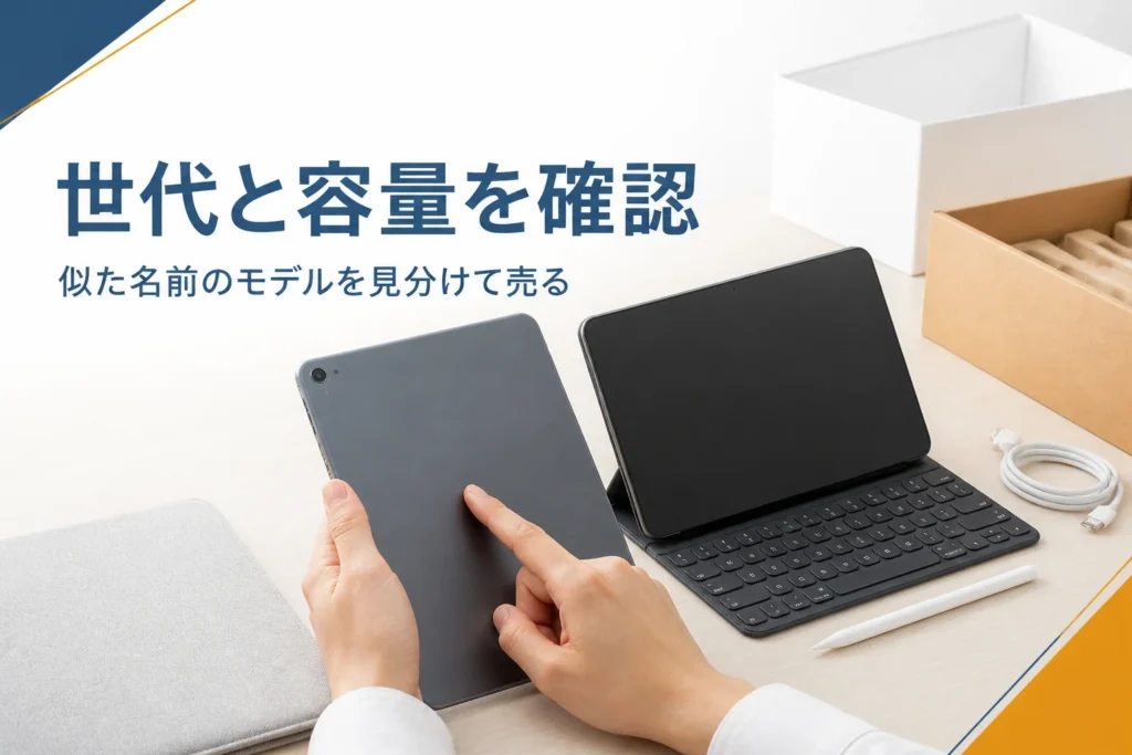 並べた2台のタブレットを見比べる手元