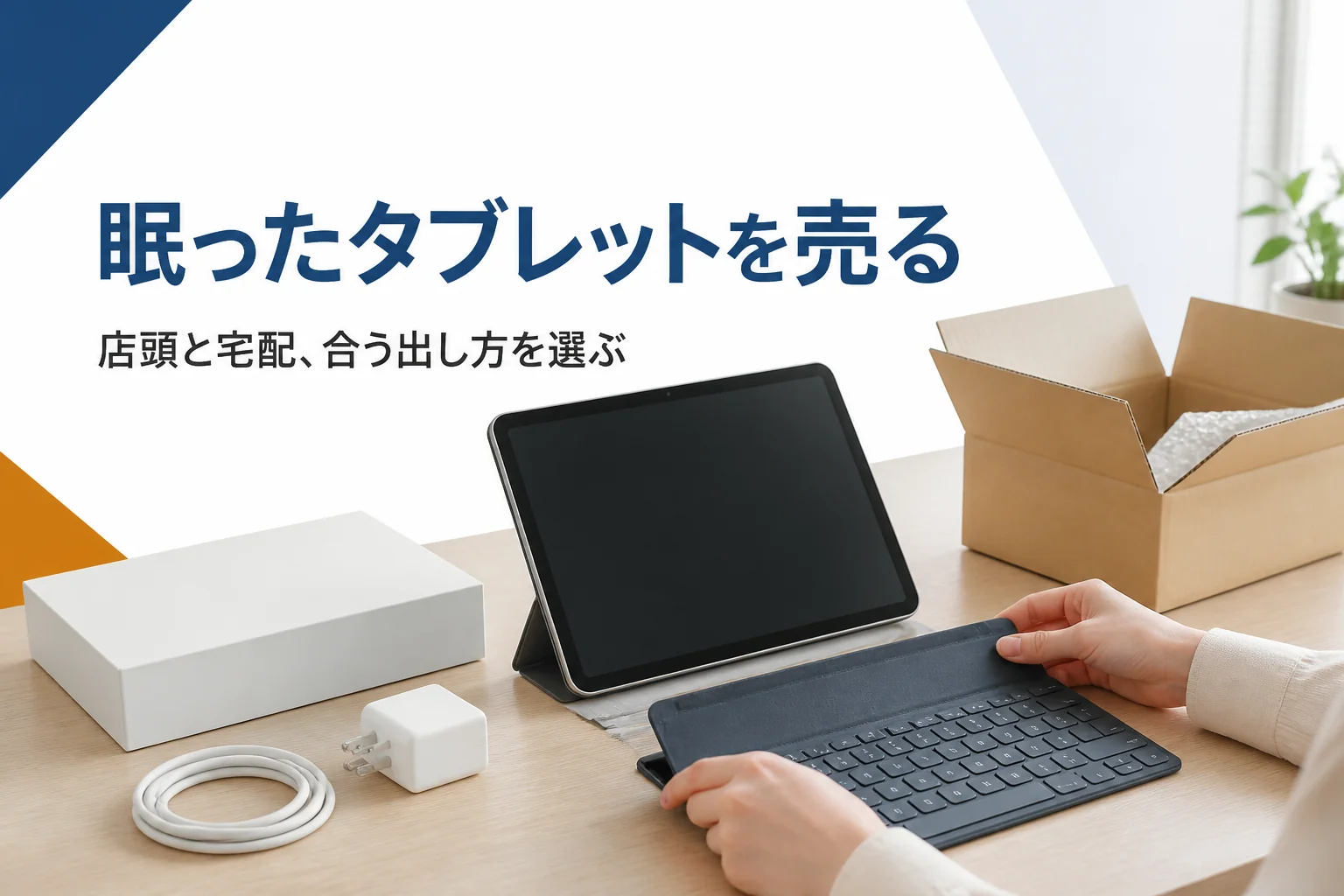 買取に出す前にキーボードを外したタブレットと梱包箱