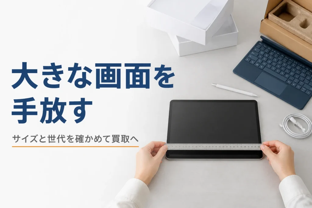 買取に出す前にサイズを確かめる大きめのタブレットとタッチペン