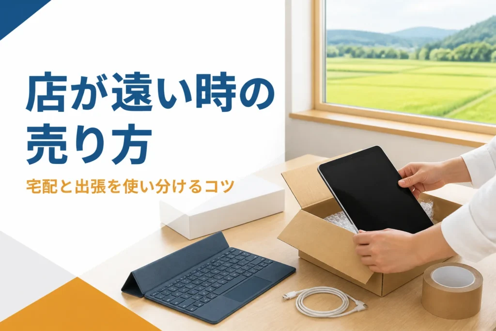 自宅から宅配で送る準備をしているタブレット