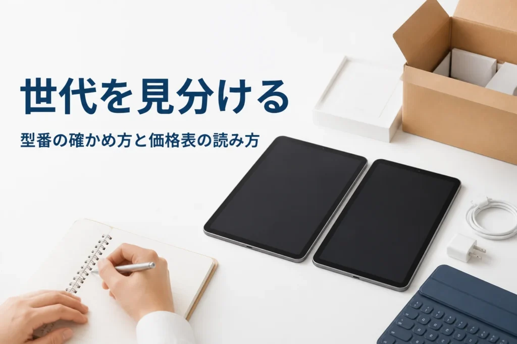 よく似た2台のタブレットを見比べている様子