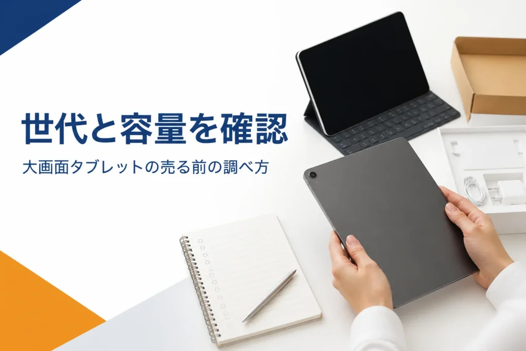 世代と容量を確かめる大画面のタブレット