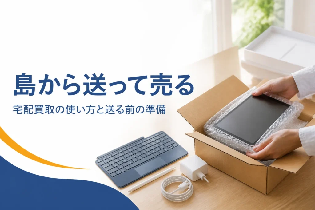 宅配買取に送るためにタブレットを梱包している様子