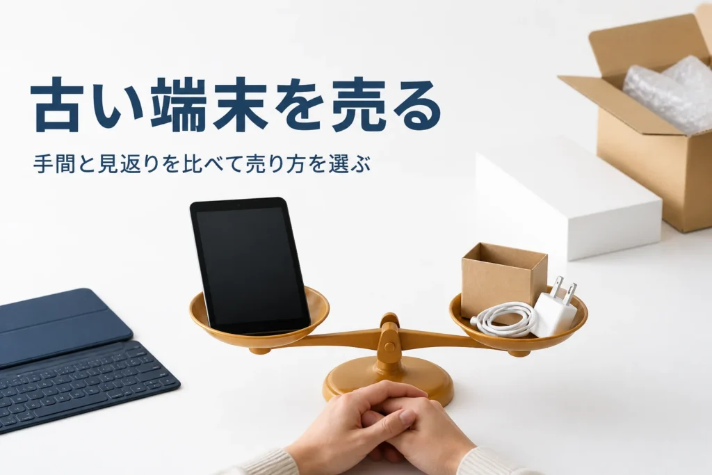 古いタブレットを売る手間と見返りを比べるイメージ