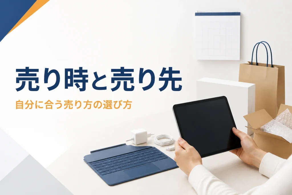 売り時と売り先を考えるタブレットと梱包箱
