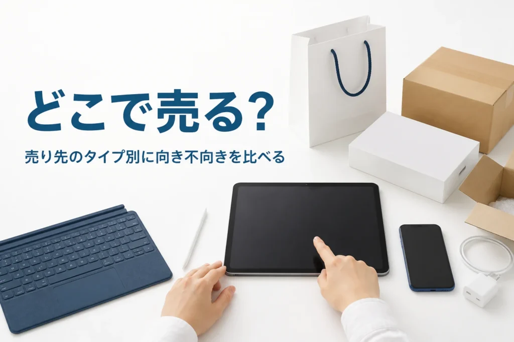 タブレットの売り先を比べるイメージ