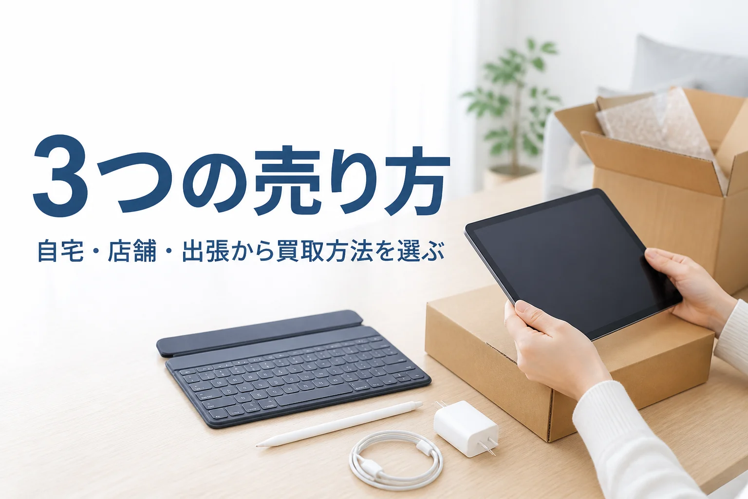 買取方法を選ぶタブレットと梱包キット