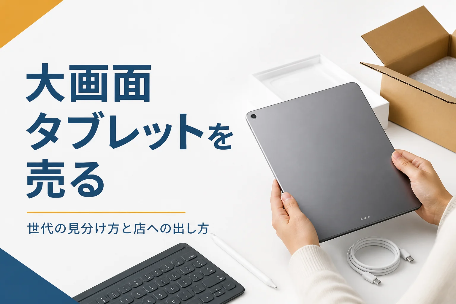 大きめのタブレットとタッチペン、キーボードカバー