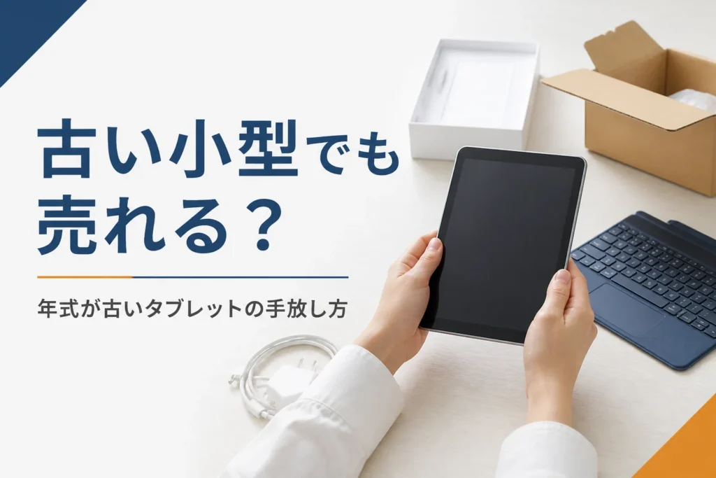 引き出しから出した古い小型タブレットと充電ケーブル