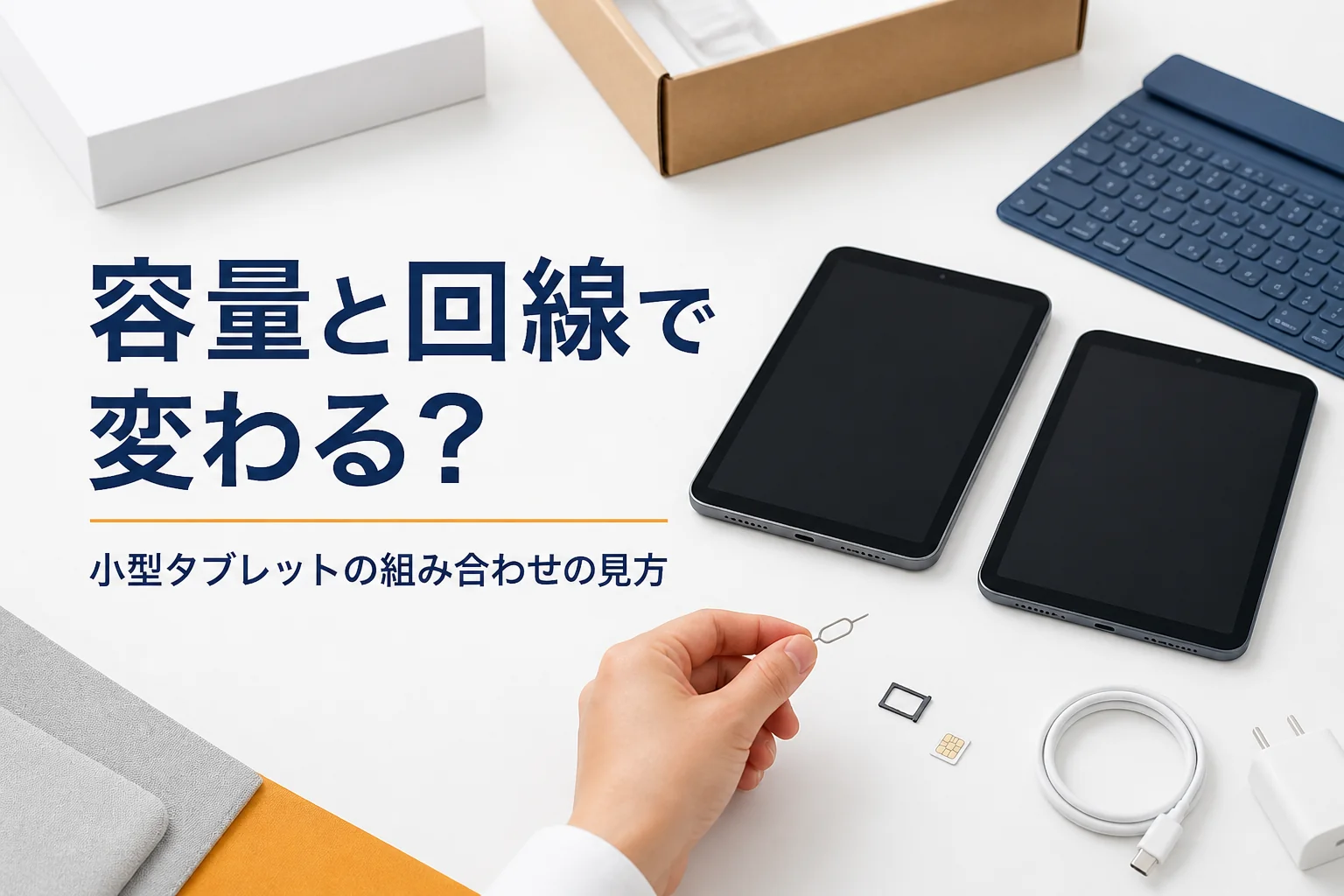小型タブレット2台とSIMピン