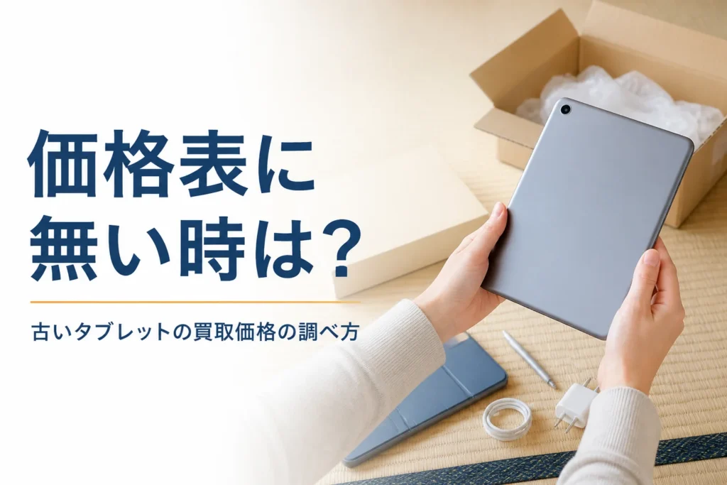 古いタブレットと無地の元箱