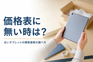 古いタブレットと無地の元箱