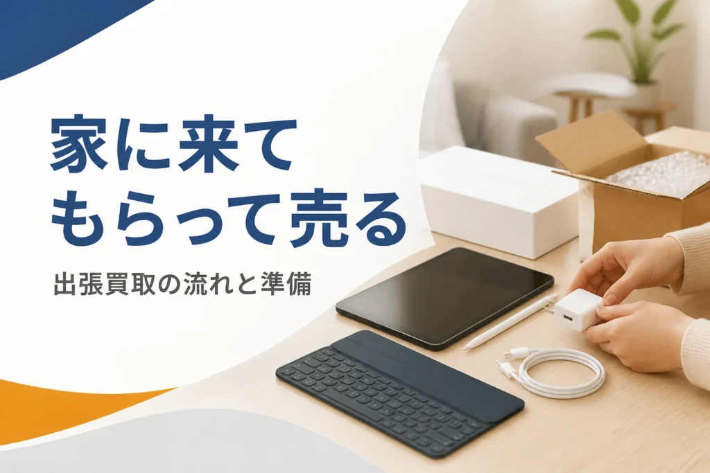 テーブルにまとめたタブレットと付属品