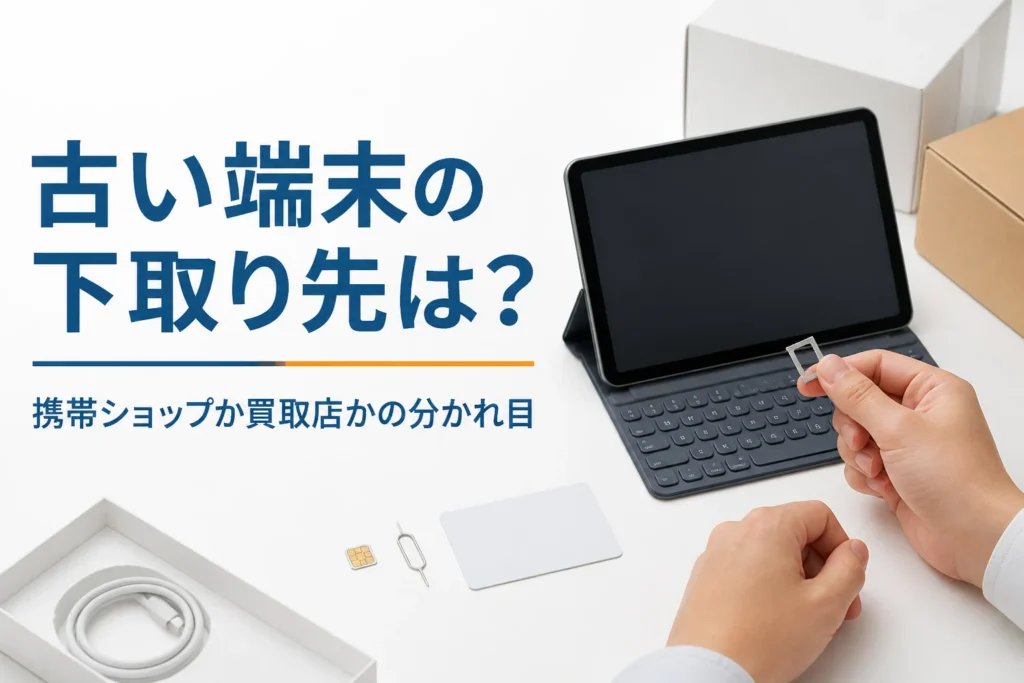タブレットとSIMピン、無地のカード