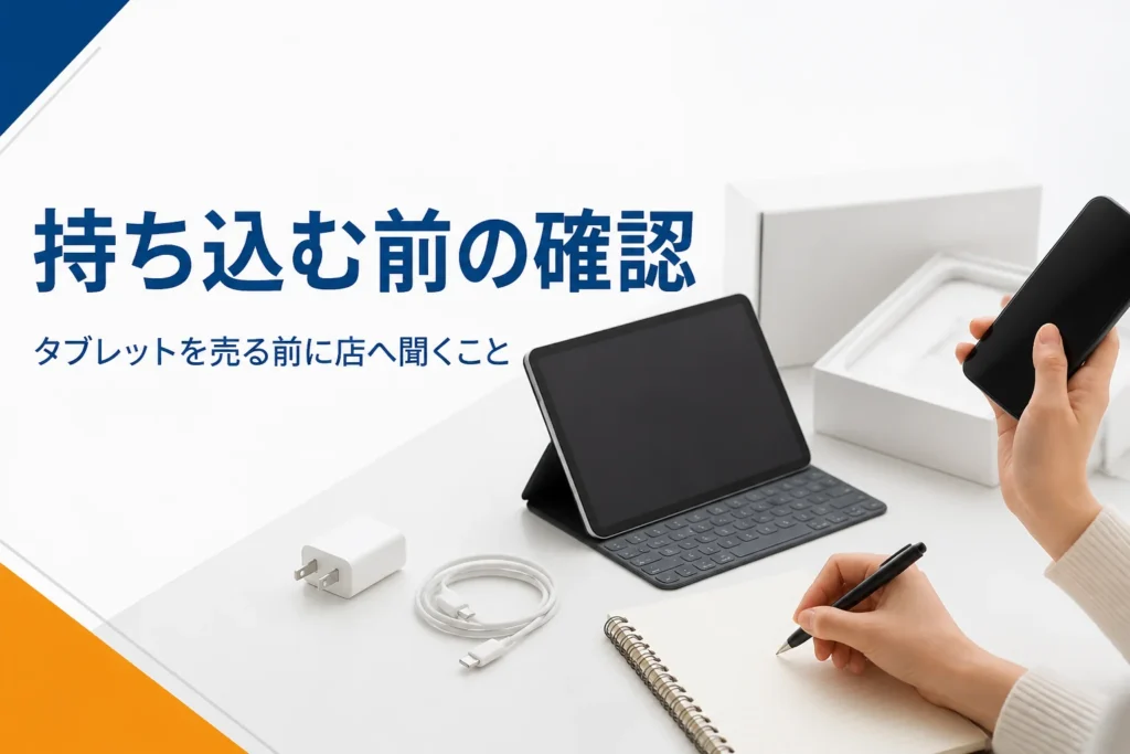 タブレットの横でメモを取りながら電話する手元