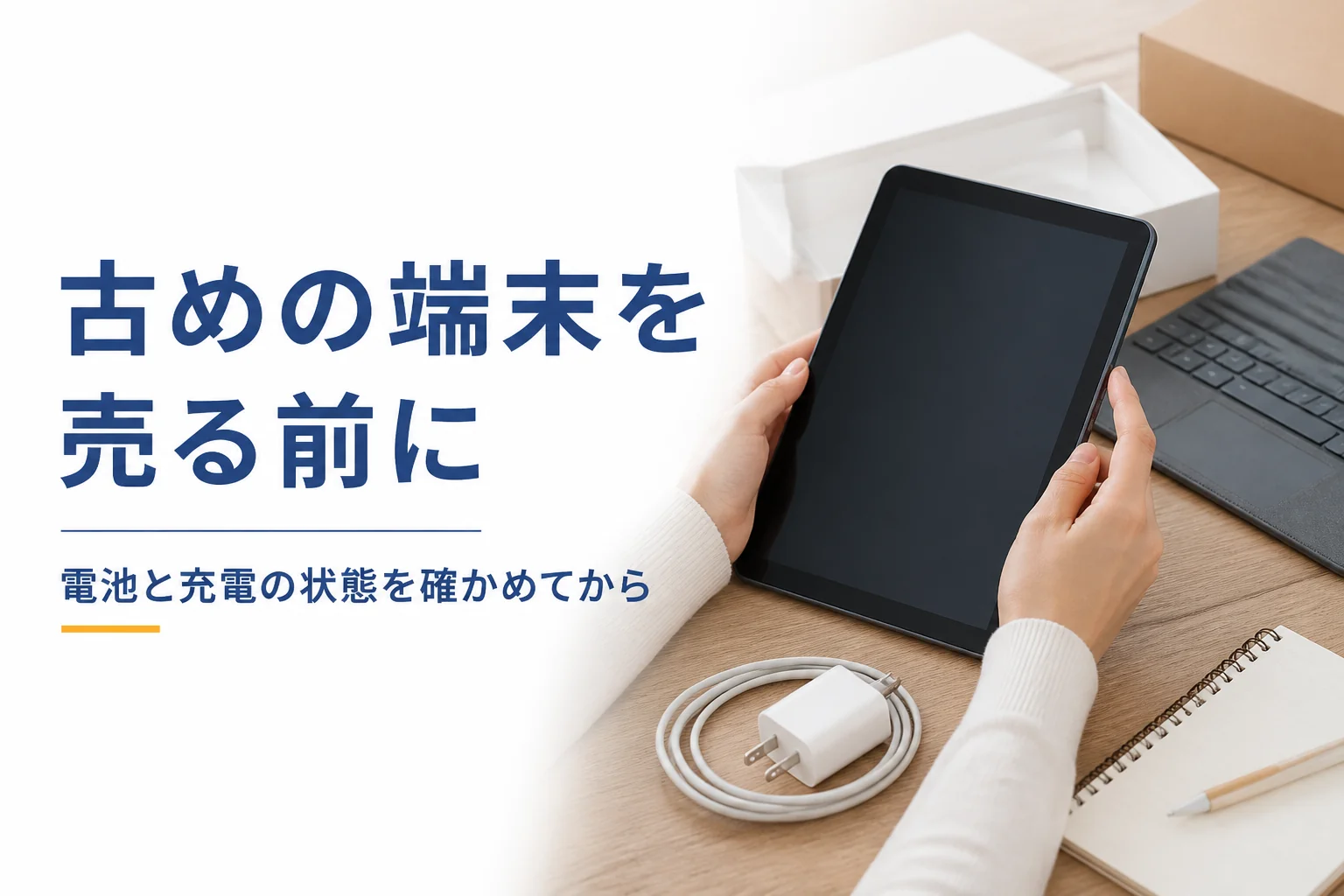 買取に出す前に古いタブレットの状態を確かめる手元
