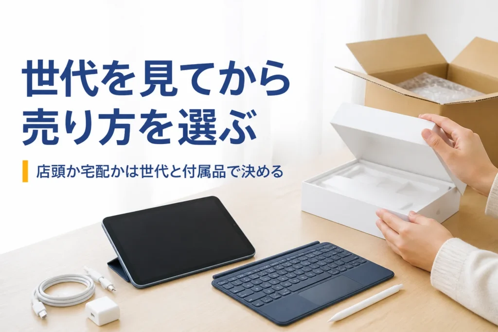 タブレットを店頭で売るか宅配で送るか付属品を確かめる手元